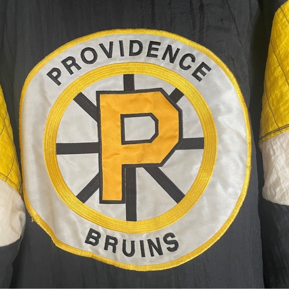 Vintage 1990s Starter Jacket Providence Bruins Pullover Large Black Yellow AHL - Picture 12 of 13